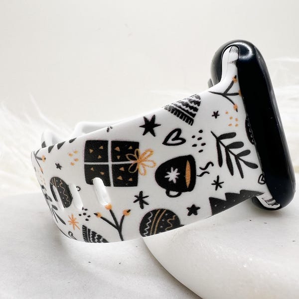Black Christmas Favorites Watch Band compatible with Apple Watch Fitbit Samsung