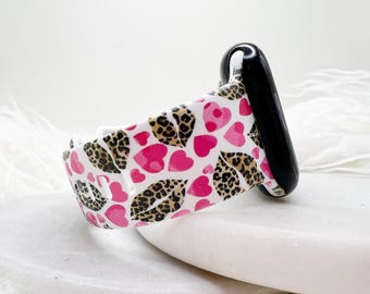 Leopard Kiss Hearts Watch Band compatible with Apple Watch Fitbit Samsung
