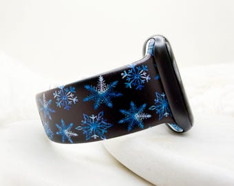 Blue Snowflake-horlogeband compatibel met Apple Watch Fitbit Samsung Garmin