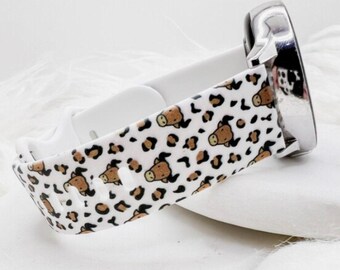Horlogebandje met luipaardprint, compatibel met Apple Watch, Fitbit, Samsung en Garmin.