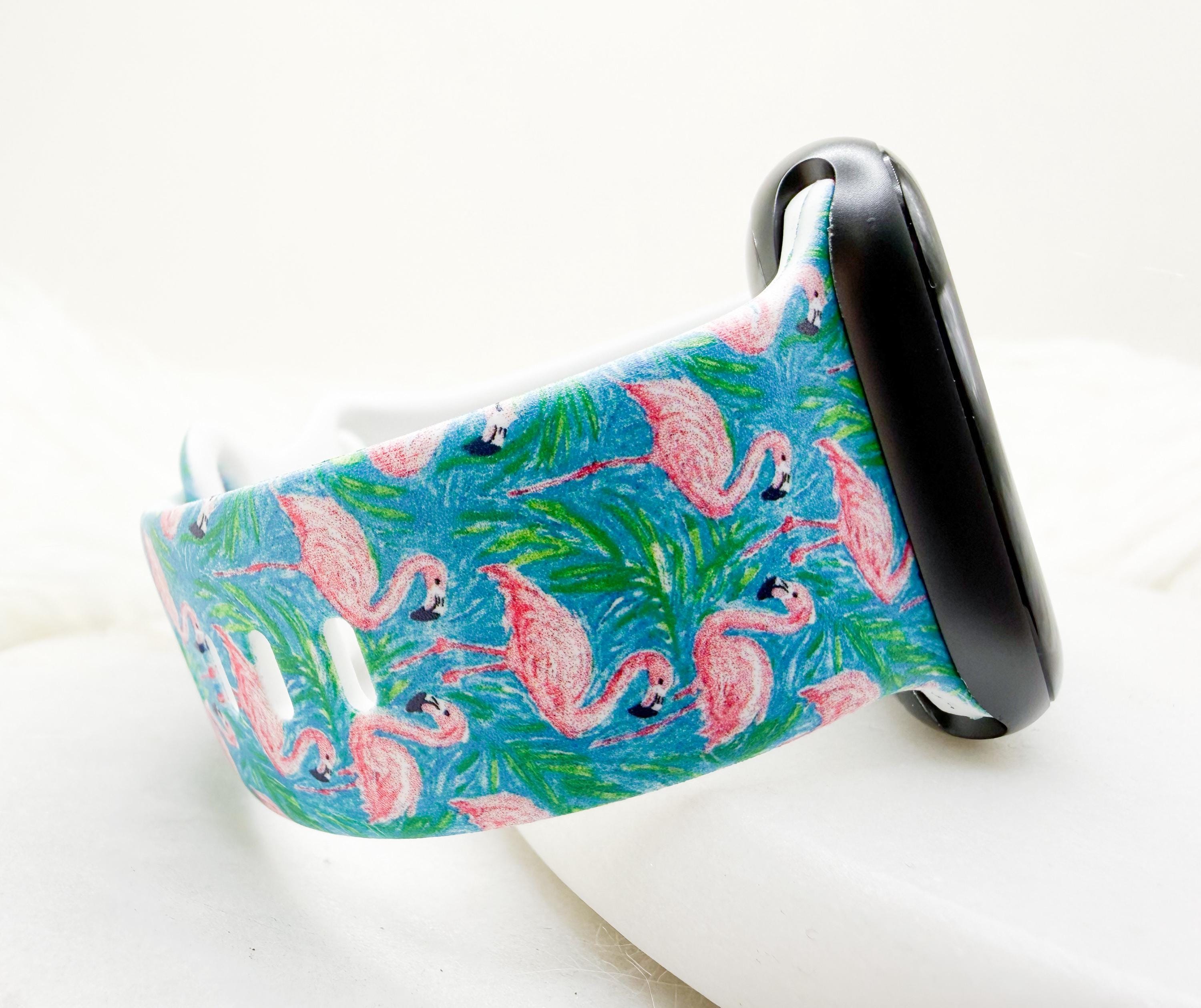 Lilly Pulitzer Green Palm Silicone Apple Watch Band with Pink Accents Summer Blooms Apple Watch Silicone Band – Lux Bands Shop main image 4