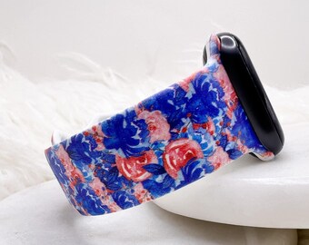 Patriotic Flowers Watch Band compatible with Apple Watch Fitbit Samsung