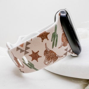 Western Highland Cow Watch Band compatible with Apple Watch Fitbit Samsung