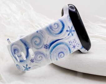 Snowflake Swirl-horlogeband compatibel met Apple Watch Fitbit Samsung