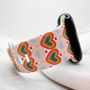 Rainbow Heart Pride Watch Band compatible with Apple Watch Fitbit Samsung Garmin