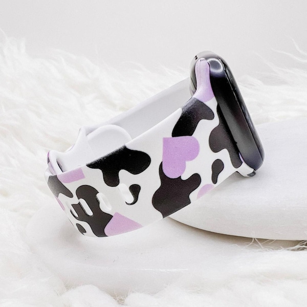 Cow Print Heart Watch Band compatible with Apple Watch Fitbit Samsung