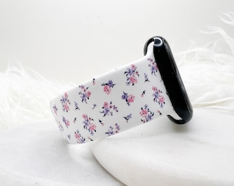 Pasek do zegarka w różowe i fioletowe kwiaty kompatybilny z Apple Watch Fitbit Samsung