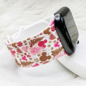 Pink Christmas Mouse Watch Band compatible with Apple Watch Fitbit Samsung
