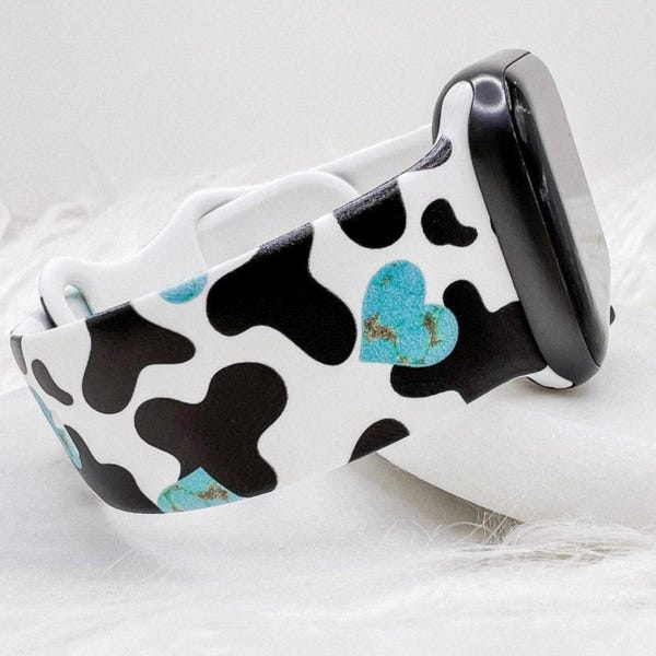 Cow Print Heart Watch Band compatible with Apple Watch Fitbit Samsung