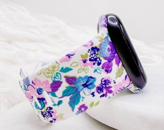Pasek do zegarka w kolorze różowo-fioletowo-niebieskim, kompatybilny z Apple Watch Fitbit Samsung Garmin