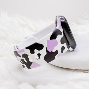 Cow Print Heart Watch Band compatible with Apple Watch Fitbit Samsung