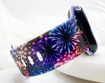 Patriotic Fireworks Watch Band compatible with Apple Watch Fitbit Samsung Garmin