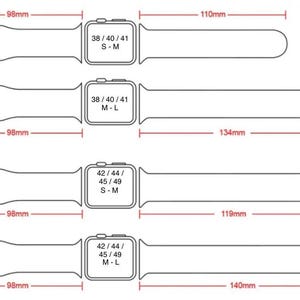 a diagram of the size and width of a watch
