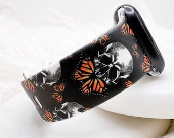 Butterfly Skull-horlogeband compatibel met Apple Watch Fitbit Samsung
