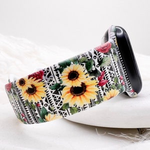 Western Sunflower Serape Watch Band compatible with Apple Watch Fitbit Samsung