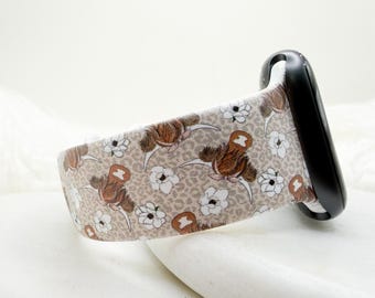 Horlogebandje met luipaardprint en Schotse hooglandkoe, compatibel met Apple Watch, Fitbit en Samsung.