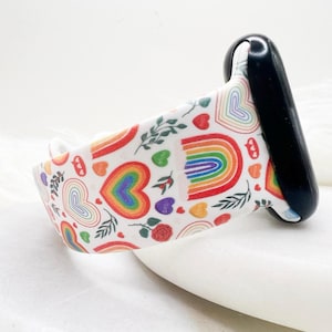 Rainbow Heart Pride Watch Band compatible with Apple Watch Fitbit Samsung image 1