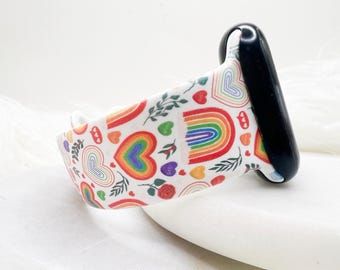 Rainbow Heart Pride Watch Band compatible with Apple Watch Fitbit Samsung