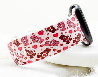 Caring Bear Valentine Watch Band compatible with Apple Watch Fitbit Samsung Garmin