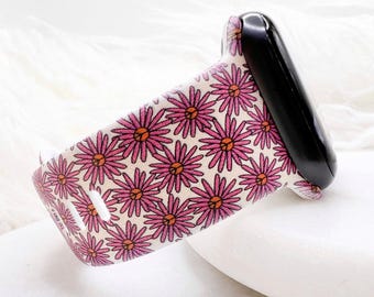 Cinturino per orologio con simboli della pace e margherite retrò compatibile con Apple Watch Fitbit Samsung