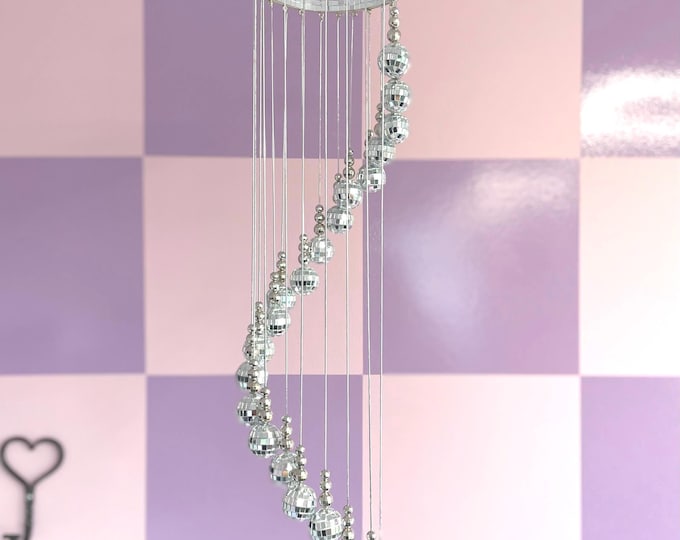 Spiral Disco Ball Suncatcher: Discoball Mirrored Mobile