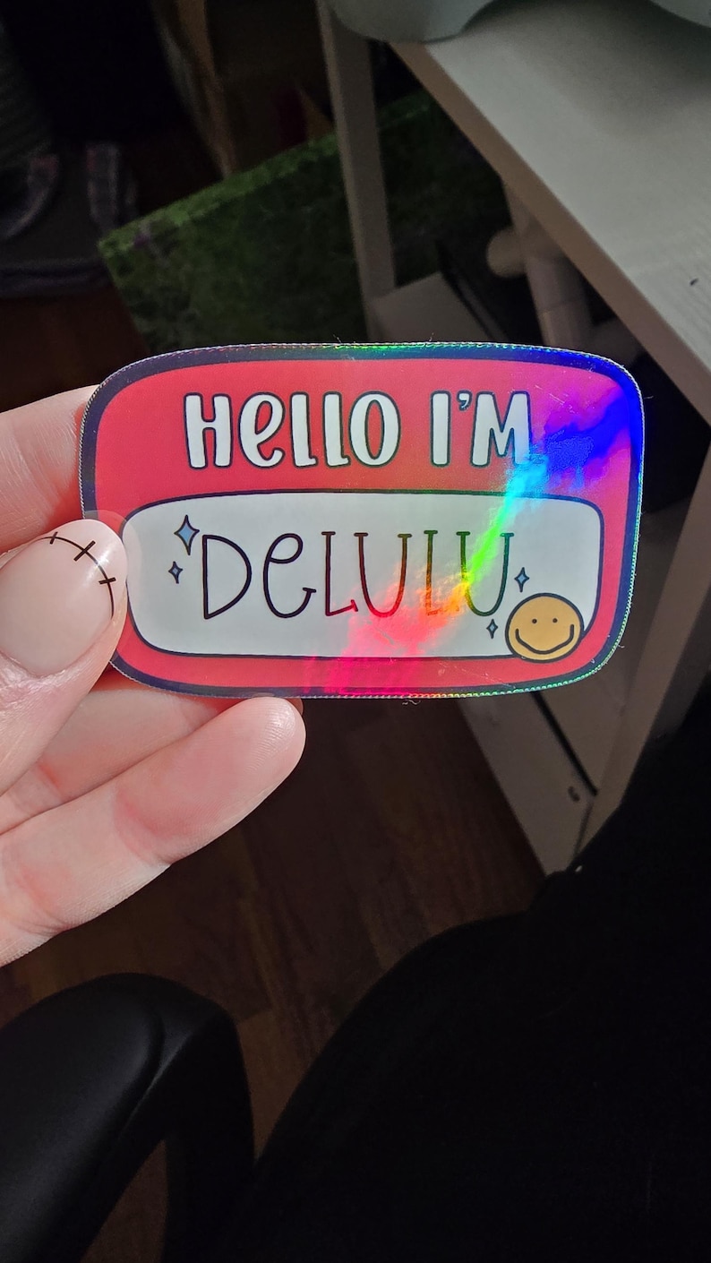Delulu Name Tag Sticker Etsy
