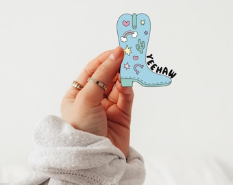 Cowgirl Boots Waterproof Vinyl Sticker, Girly Western Style