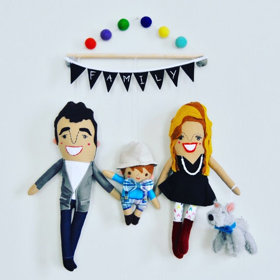 Family Portrait Wall Hanging // Custom Family Room Nursery or Etsy