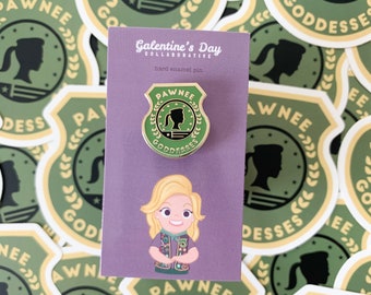 Hard enamel Leslie Knope Pawnee Goddesses pin with locking pin back - Galentines Gift