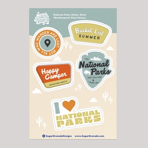 4x6 National Parks | Explorer | Bucket List Summer | Happy Camper vinyl sticker sheet