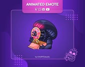 Alien Donut Animated Emote | Cute Xenomorph Twitch Emote | Funny Stream GIF | Kawaii Alien Emote