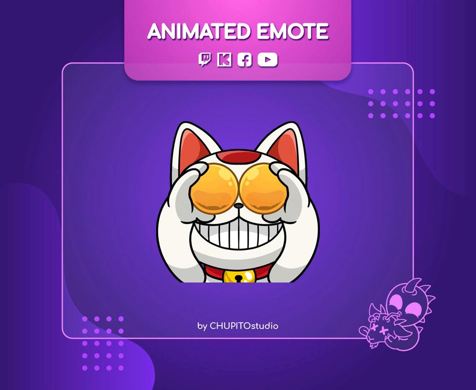 MANEKI Neko *GG* Animated Emote for ALL Platforms!! (twitch, Kick ...
