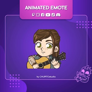 ELLIE *playing guitar* animated emote for ALL platforms!!! (twitch, kick, facebook, tiktok, discord)