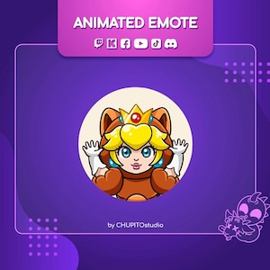 Może przedstawiać: Animowany emotka przedstawiająca postać z kreskówki z koroną, ubraną w brązowo-żółty strój, z różowym sercem na piersi, machająca obiema rękami. Postać ma blond włosy i niebieskie oczy. Tło jest fioletowe z białą ramką.