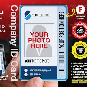 Custom Company ID Badge – Personalized Employee PVC Card (Plastic & PDF)