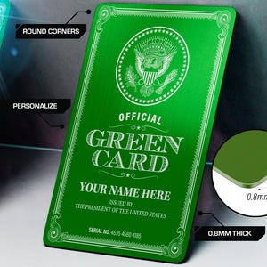 Personalized &#39;I&#39;m Legal&#39; Green Card Prop – Engraved Aluminum Gag Gift