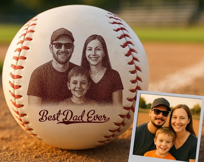 Personalized Photo Baseball Gift – Engraved Picture, Memorial Keepsake