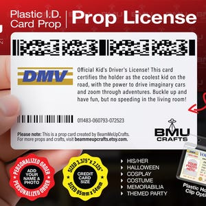 Personalized Kids Driver's License – Custom Pretend Play ID (plastic ...