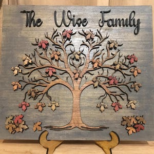 Personalized Family Tree, Tabletop Wall hanging, Fall Tree Family Tree, Custom Family, Tree of Life, Autumn Tree, Gift for Her, Gift for Him