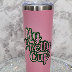 Alpha Kappa Alpha Inspired 20oz Tumbler | Sorority Tumbler Gift | Pink and Green Glitter Tumbler | Sorority Gift | Christmas | Graduation