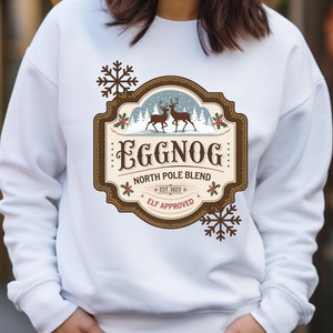 Eggnog holiday sweatshirt, Christmas shirt, Cute christmas sweater, Christmas crewneck sweater, Holiday sweater, Christmas shirt for woman,