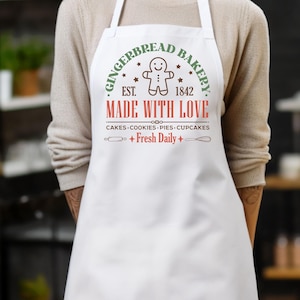 Gingerbread bakery apron, Christmas apron, Baking apron, Bakers gift, Christmas gift, Womans gift idea, Womans cooking apron, Holiday apron,