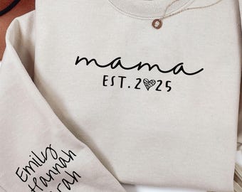 Sudadera personalizada para mamá con nombres de niños en la manga, regalo para el día de la madre, regalo de Navidad, sudadera para mamá, regalo de cumpleaños, regalo para nueva mamá, personalizada