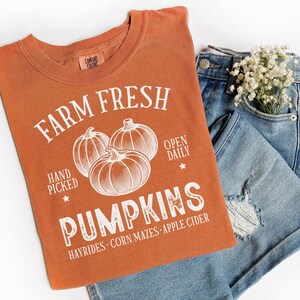 Farm fresh pumkin T-shirt, Autumn shirt, Autumn Tee, Womans fall shirt, Cute fall shirt, Fall graphic, Thanksgiving T-shirt, Fall gift woman