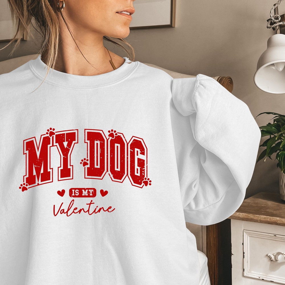 Valentines Day Dog Sweatshirt, Womans Gildan Valentine Crewneck, Womans Valentines Day Sweatshirt, Valentines Day Sweater, Valentines Gift, Onlytee