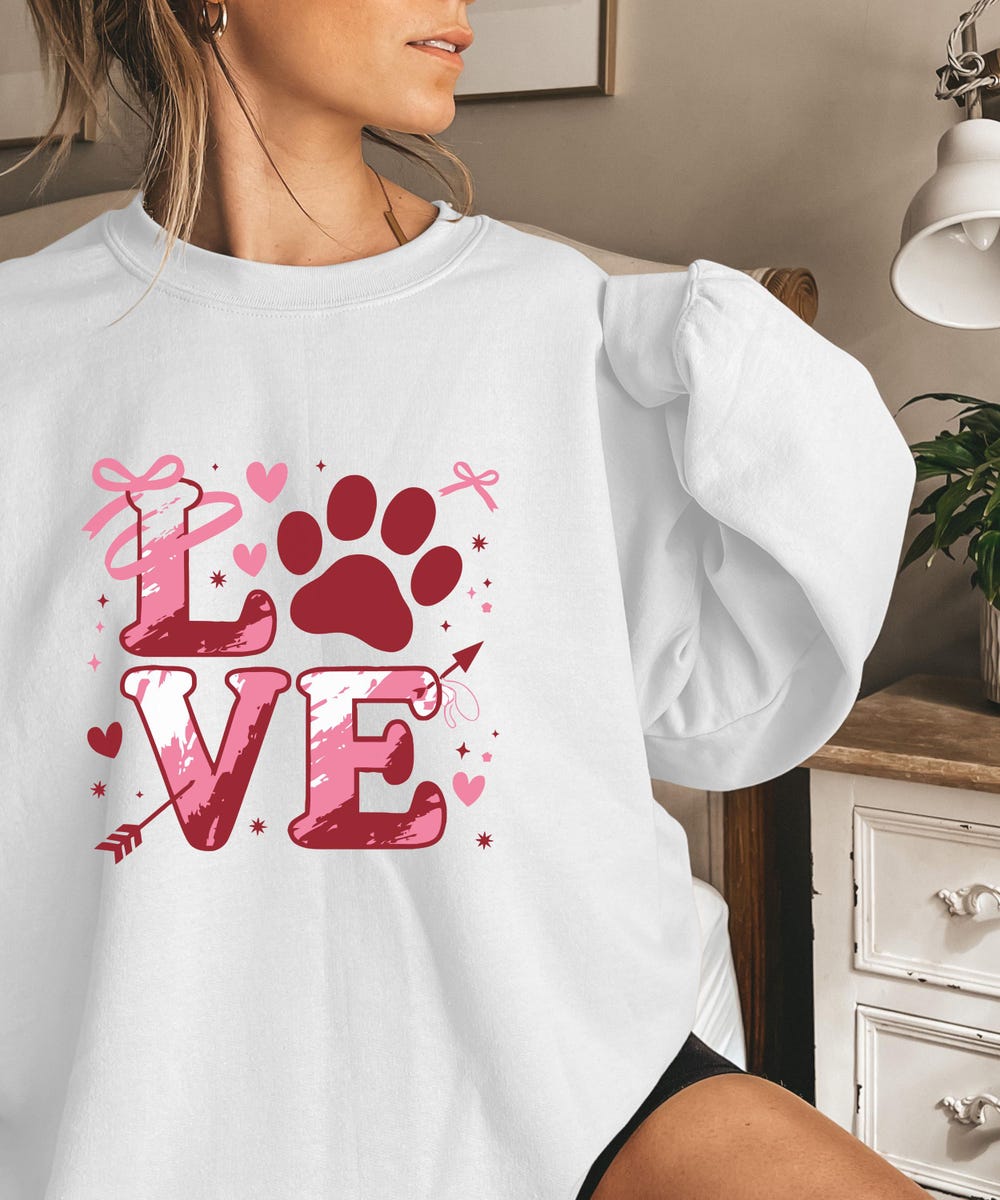 Valentines Day Dog Sweatshirt, Womans Valentines Day Gildan Crewneck, Valentines Day Sweater, Valentines Day Dog Shirt, Dog Lover Gift, Onlytee