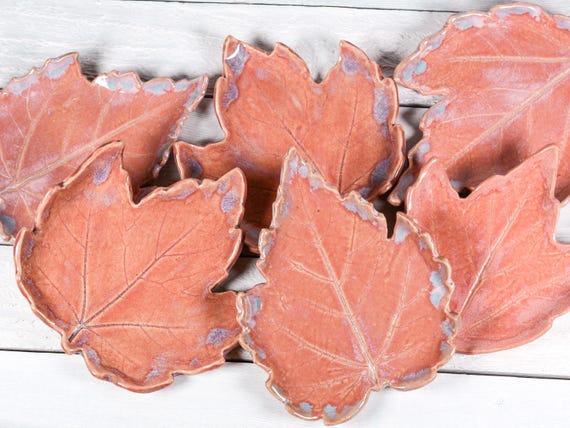 Maple Leaf Spoon Rest, Soft Pink, Tea Bag Rest, Ring/Trinket Dish