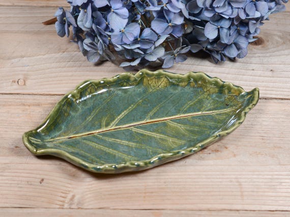Dahlia Leaf Dish, Fruit Plate, Ceramic Serving Plate