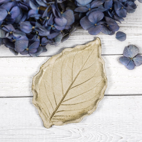Handmade Ceramic Leaf Spoon Rest, Neutral Colors