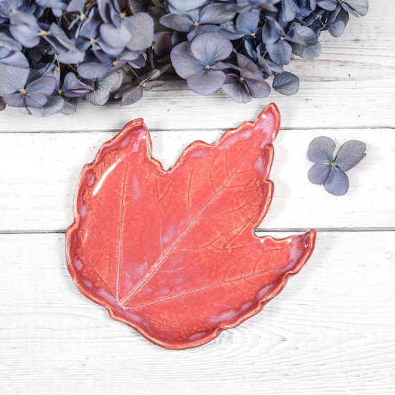 Bright Pink Spoon Rest, Maple Leaf, Utensil Holder